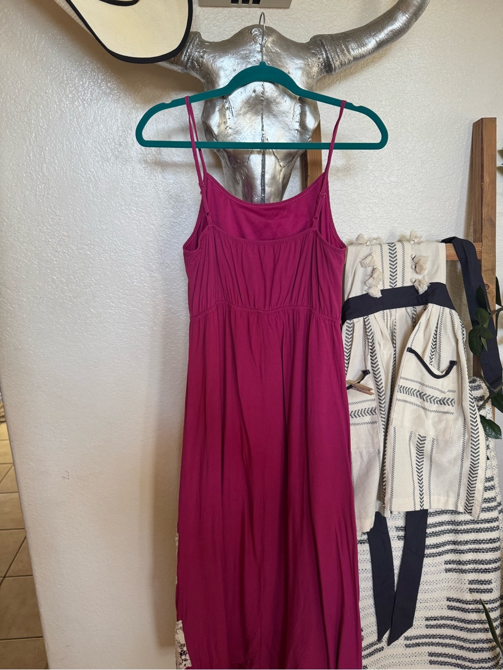 YS Los Angeles Magenta Maxi Dress with Cream Lace Bands - Picture 6 of 9